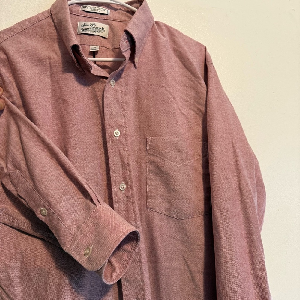 Sears Roebuck Men's Button-Down Shirt Size 34/35 17 Pink Single Needle Tailoring